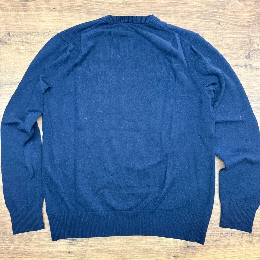 Banana Republic Mens Large Extra Fine Merino Wool V-Neck Sweater Preppy Academia